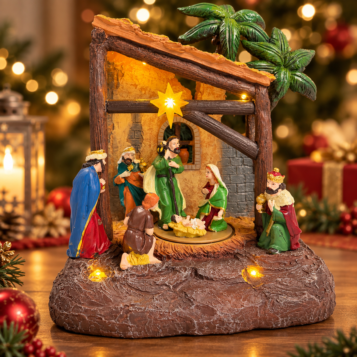 Rotating Three Wise Men Nativity Scene
