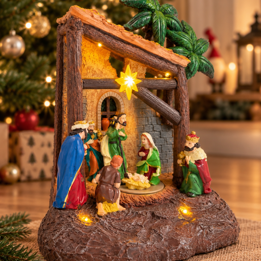 Rotating Three Wise Men Nativity Scene