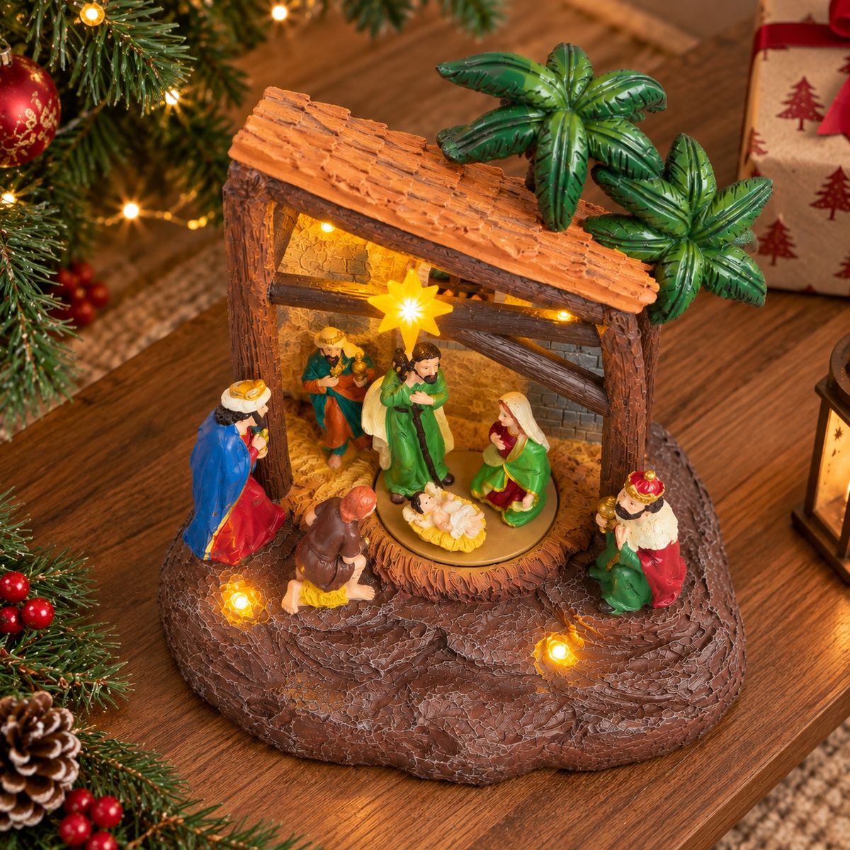 Rotating Three Wise Men Nativity Scene