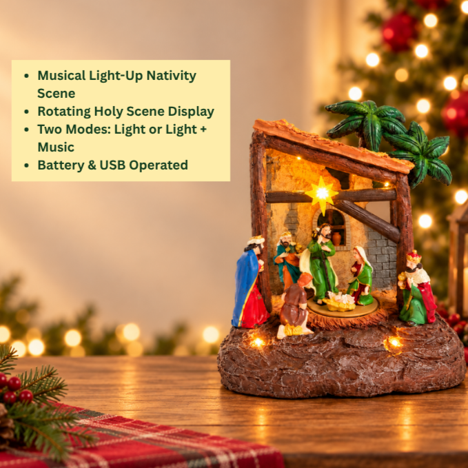 Rotating Three Wise Men Nativity Scene