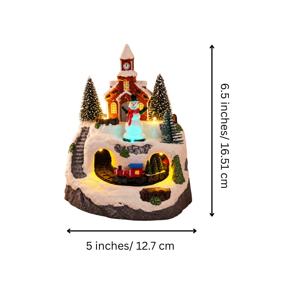 Rotating Train Snowman Mountain Top
