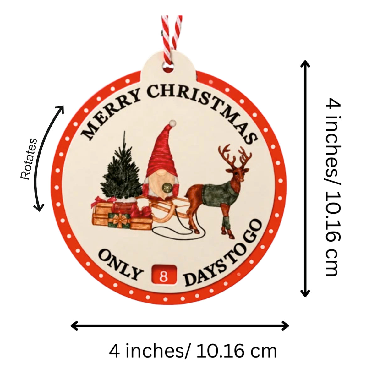 Rotating Wooden Christmas Countdown Tree Ornament