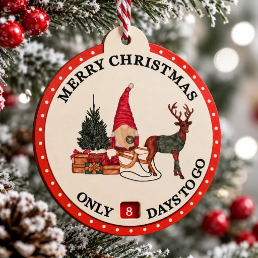 Rotating Wooden Christmas Countdown Tree Ornament