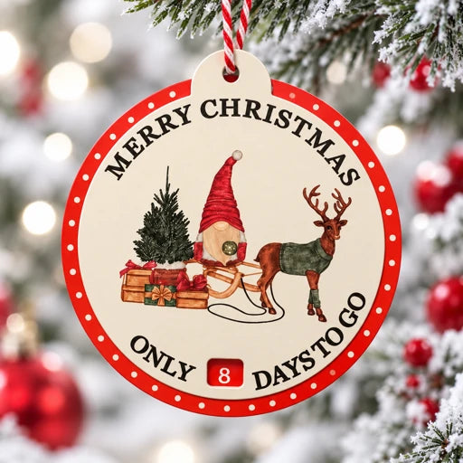 Rotating Wooden Christmas Countdown Tree Ornament