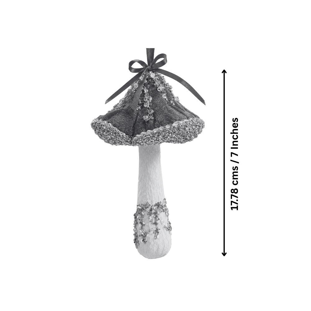 Royal Shimmer Velvet Mushroom Ornaments - Set Of 2