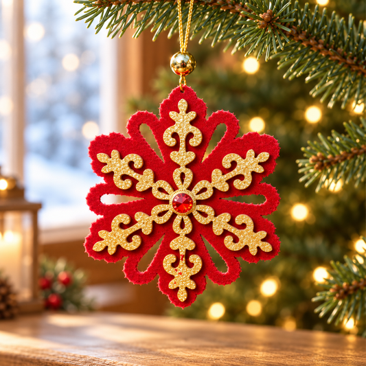 Ruby Velvet Snowflake Ornament