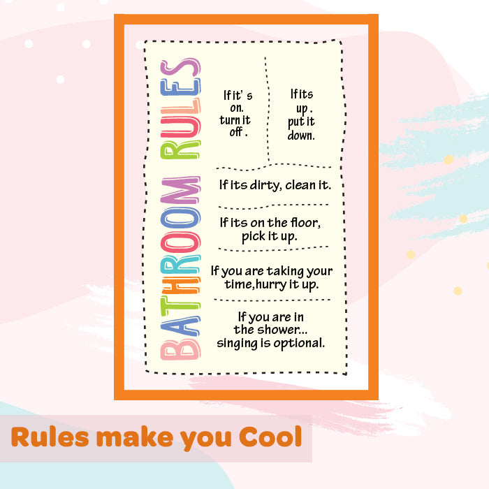 Rules Make You Cool Bathroom Frames for Wall
