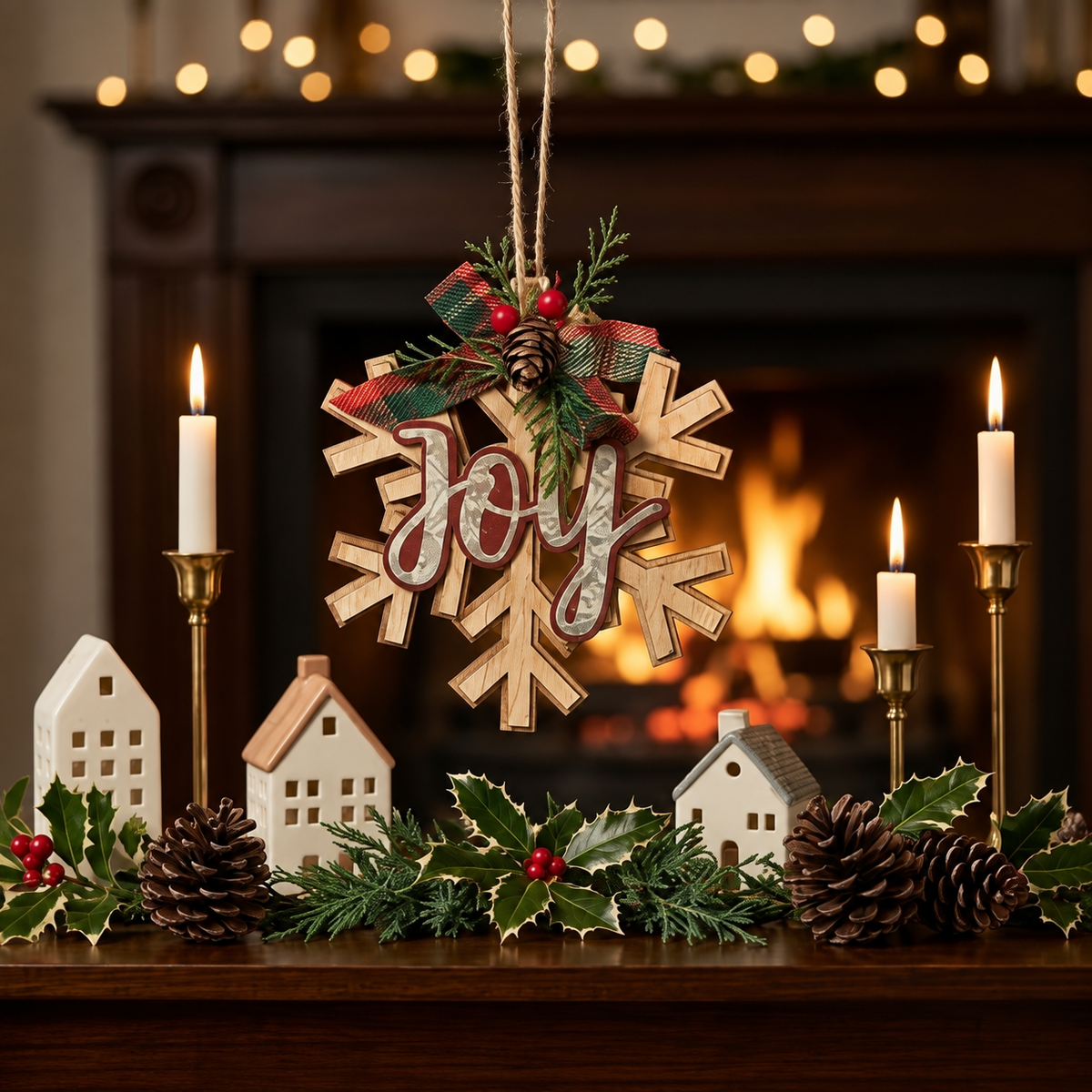 Rustic Joy Snowflake Ornament