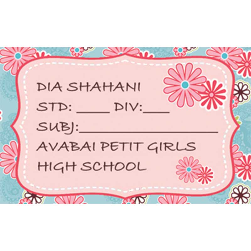 Blue Floral School Book Labels