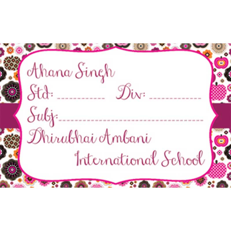 Pink & Black Floral School Book Labels