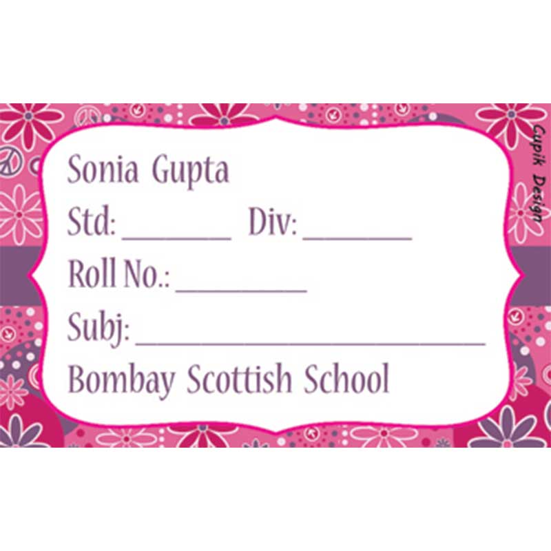 Pink Floral School Book Labels