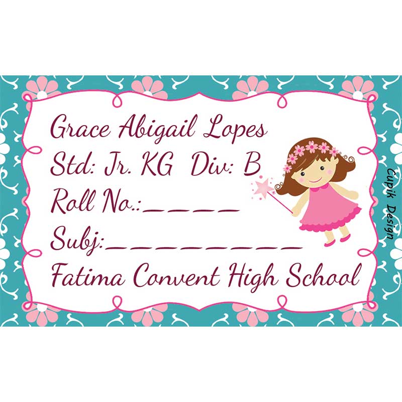 Pink Fairy School Book Labels