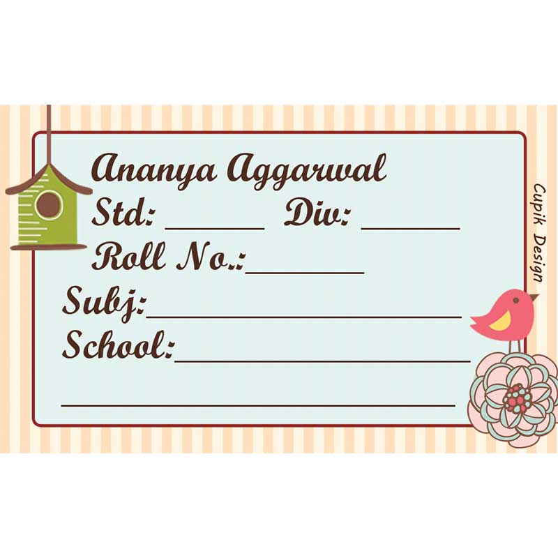 Lil Birdy School Book Labels