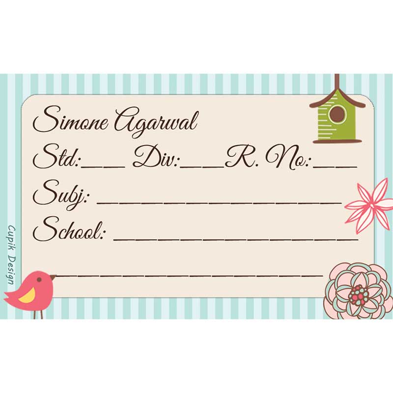 Lil Bird School Book Labels