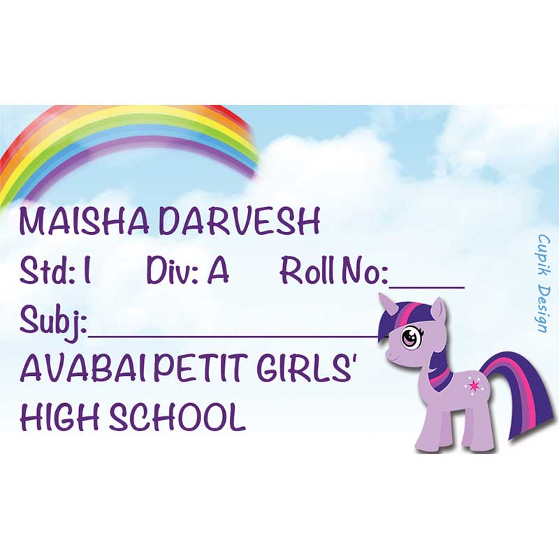 Pony School Book Labels