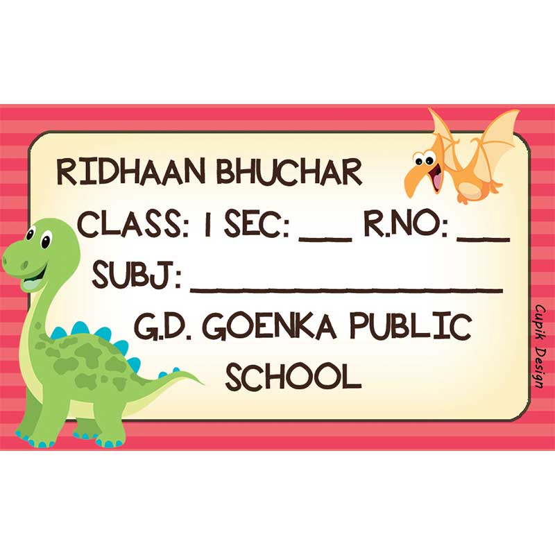 Dino School Book Labels