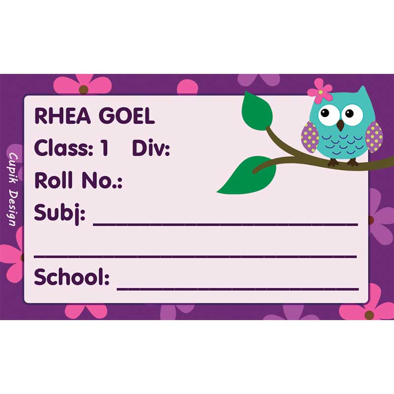 Owl School Book Labels