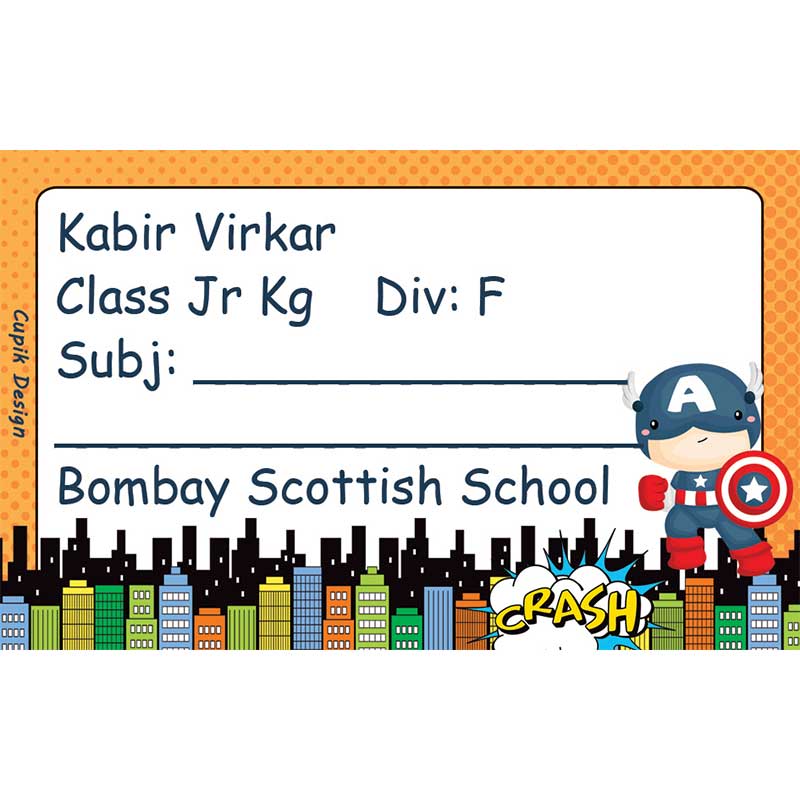 Captain America School Book Labels