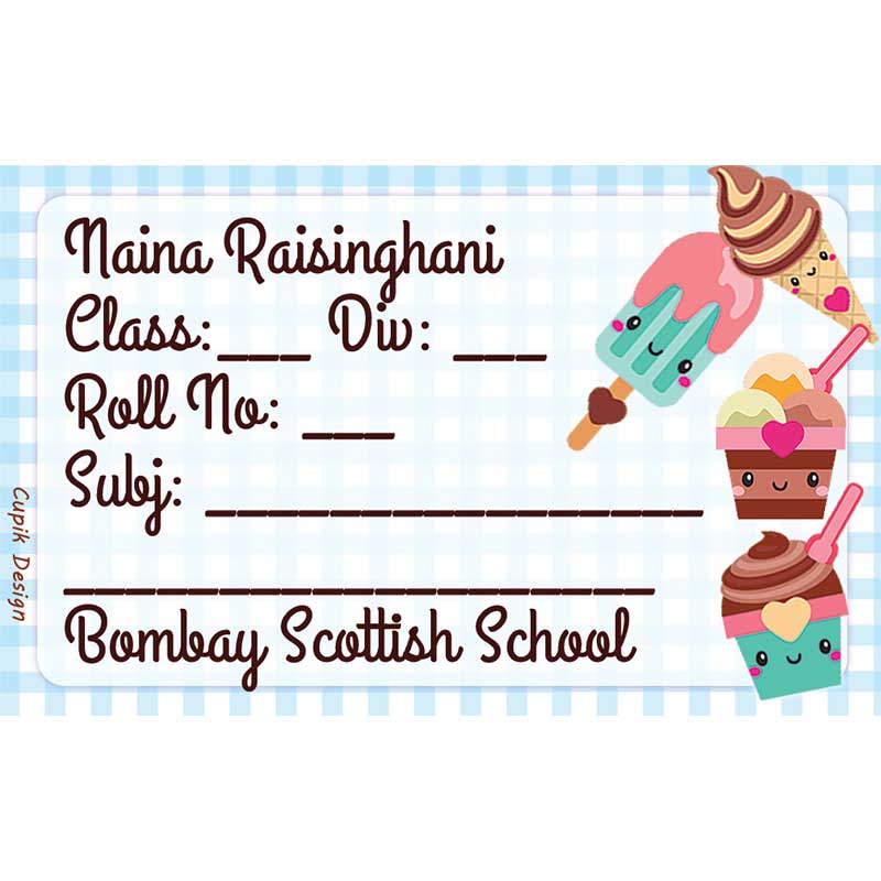 Ice-Cream School Book Labels