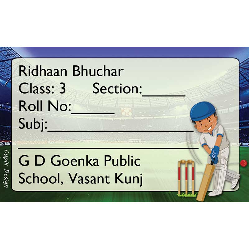 Cricket School Book Labels