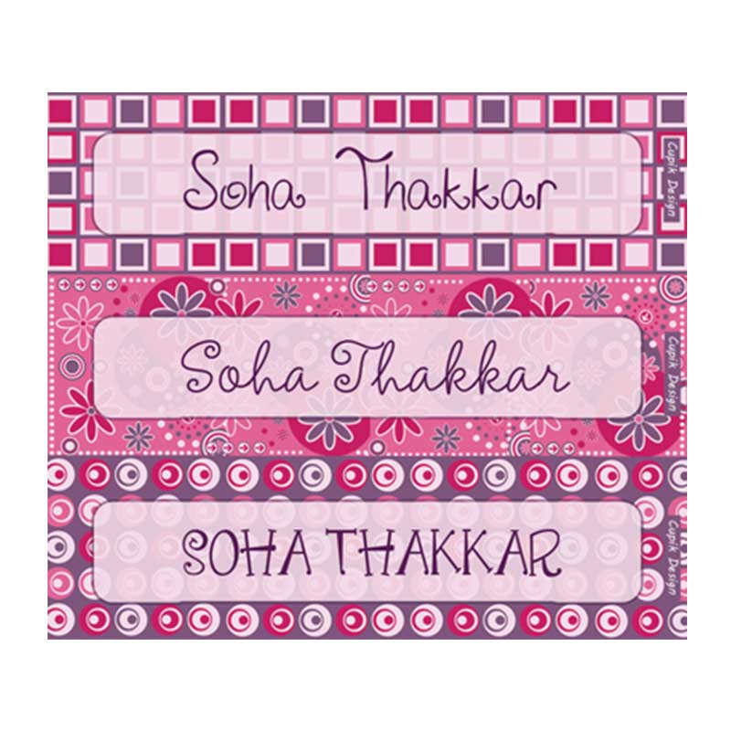 Pink Floral Name Stickers