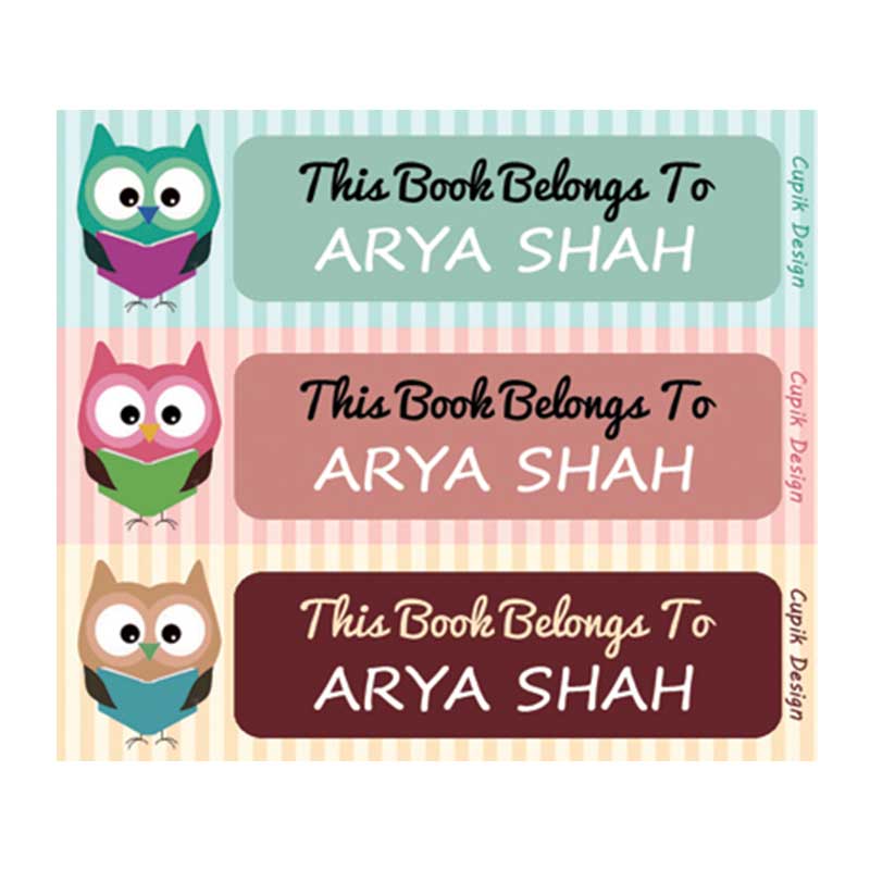 Thoughtful Owl Name Stickers