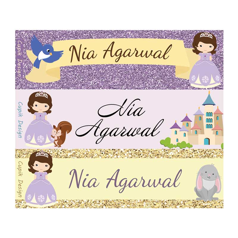 Purple Princess Name Stickers