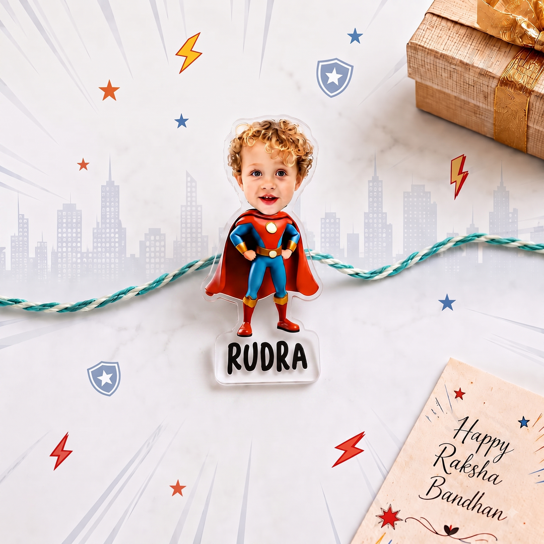 Babble Wrap Personalised Caricature Rakhi - Super Hero