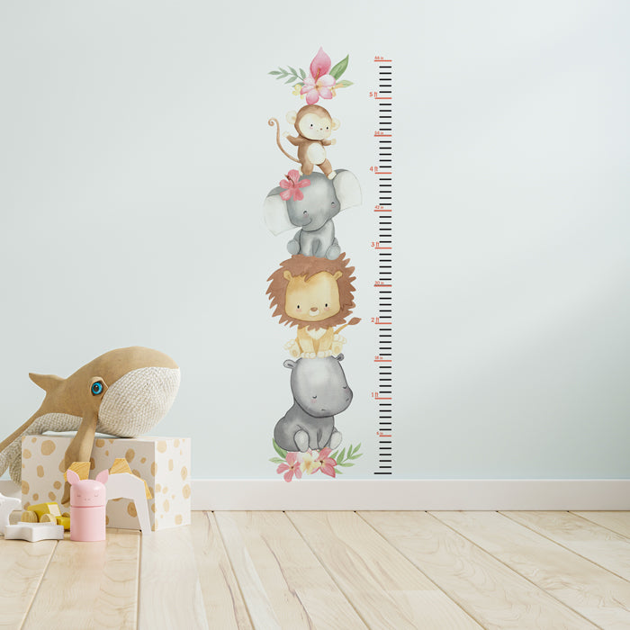 Safari Animals Height Chart Wall Sticker