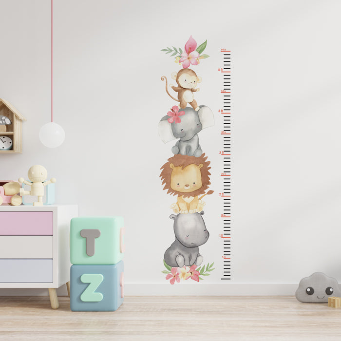 Safari Animals Height Chart Wall Sticker