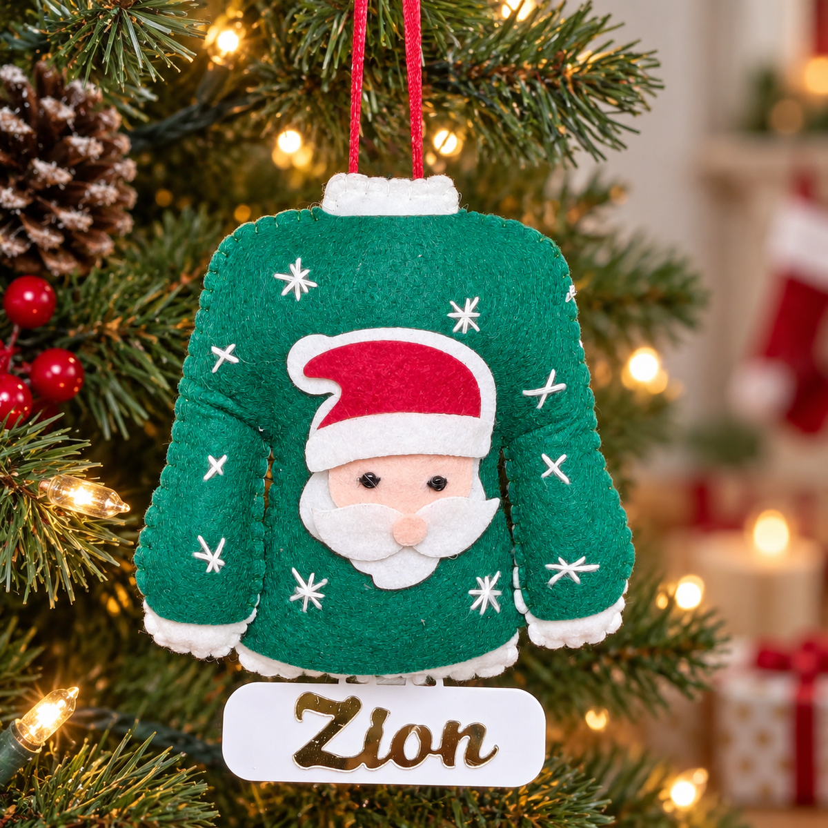 Santa Sweater Felt Ornament