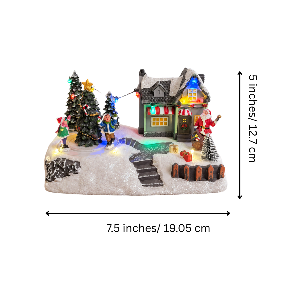 Santa's Cozy Café with Rotating Skaters