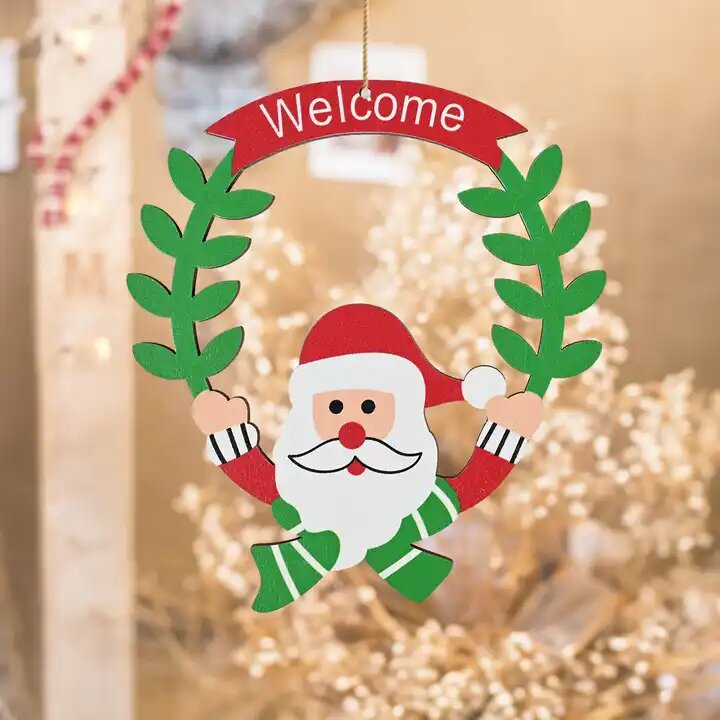 Babble Wrap Santa's Greeting Wood Ornament