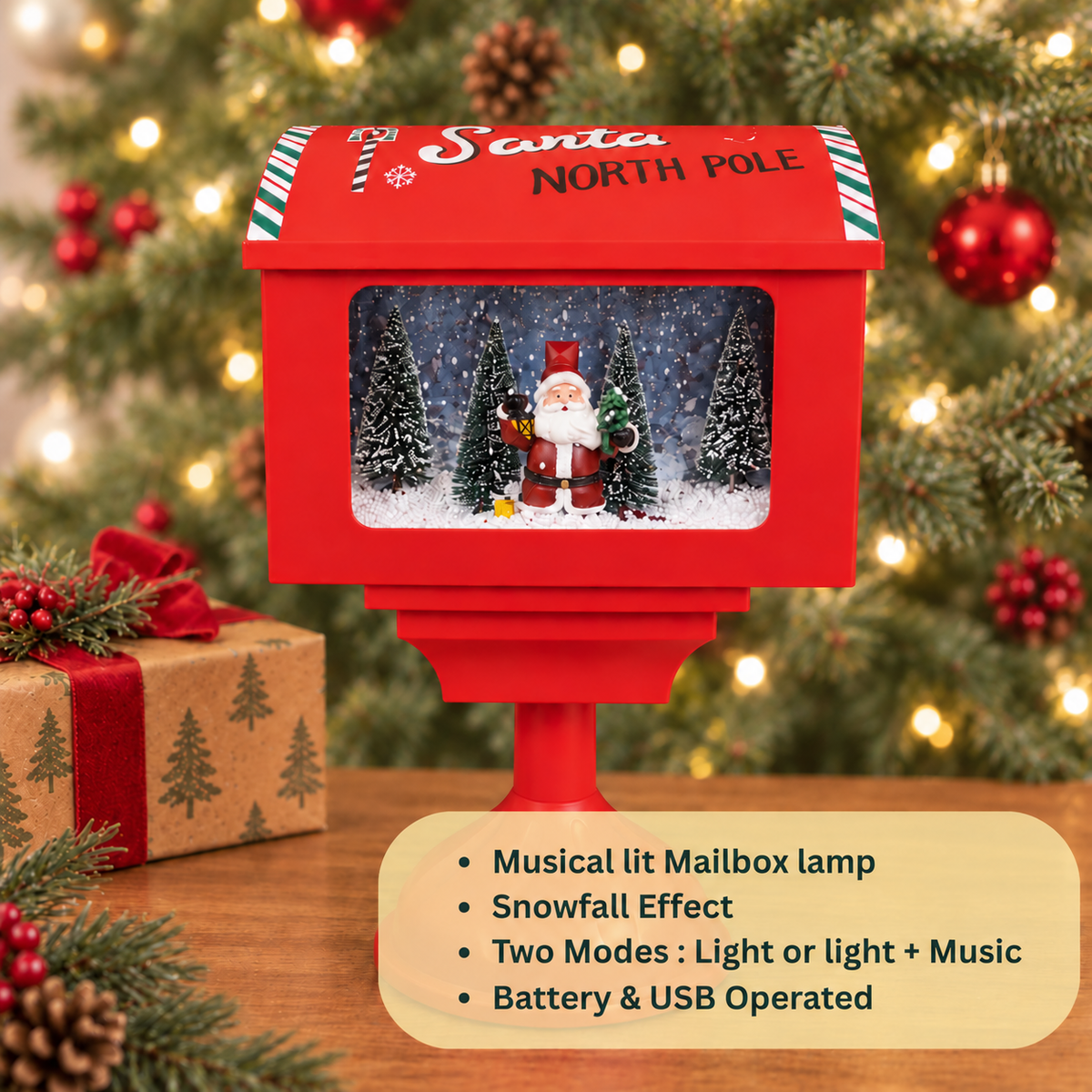 Santa’s Merry Mail Musical Snowfall Box