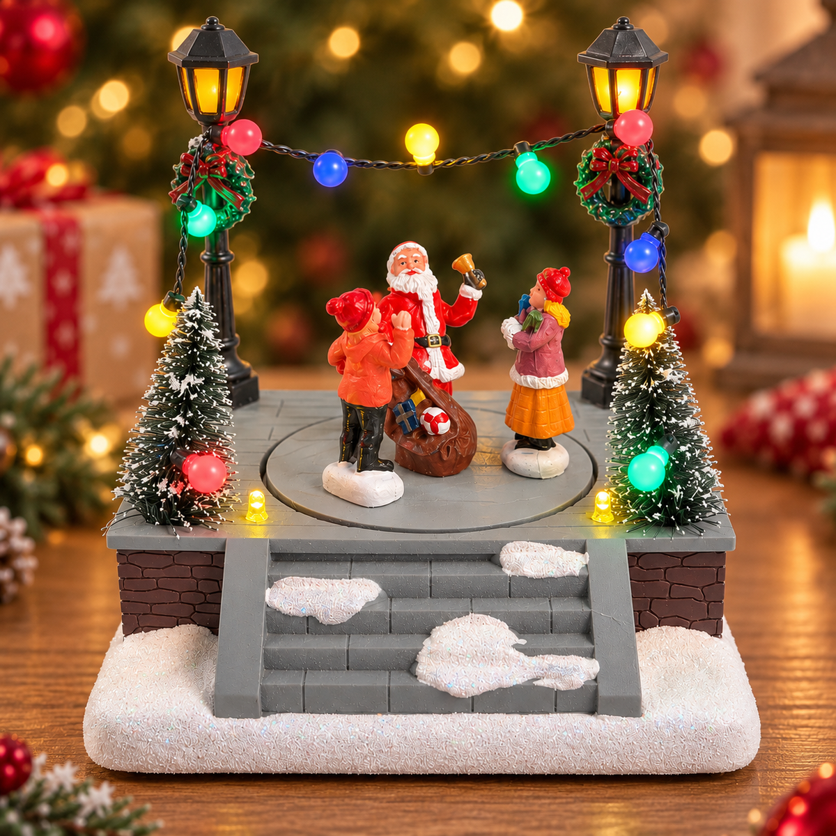 Santa's Rotating Plaza with Music & Lights