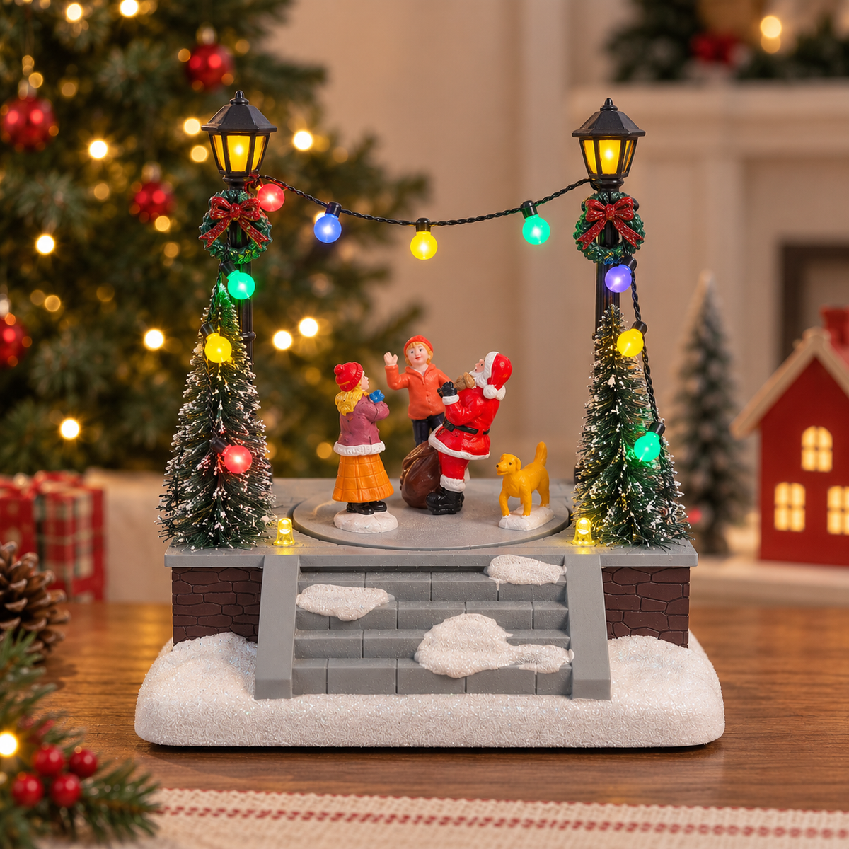 Santa's Rotating Plaza with Music & Lights