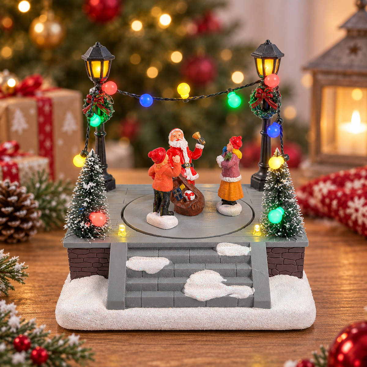 Santa's Rotating Plaza with Music & Lights