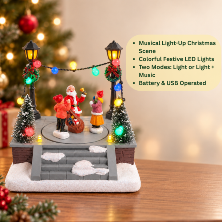 Santa's Rotating Plaza with Music & Lights