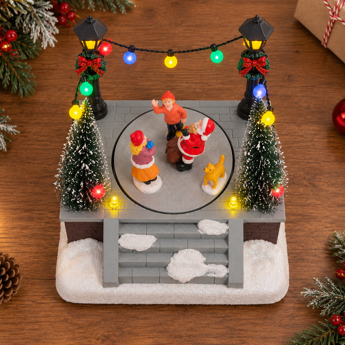 Santa's Rotating Plaza with Music & Lights