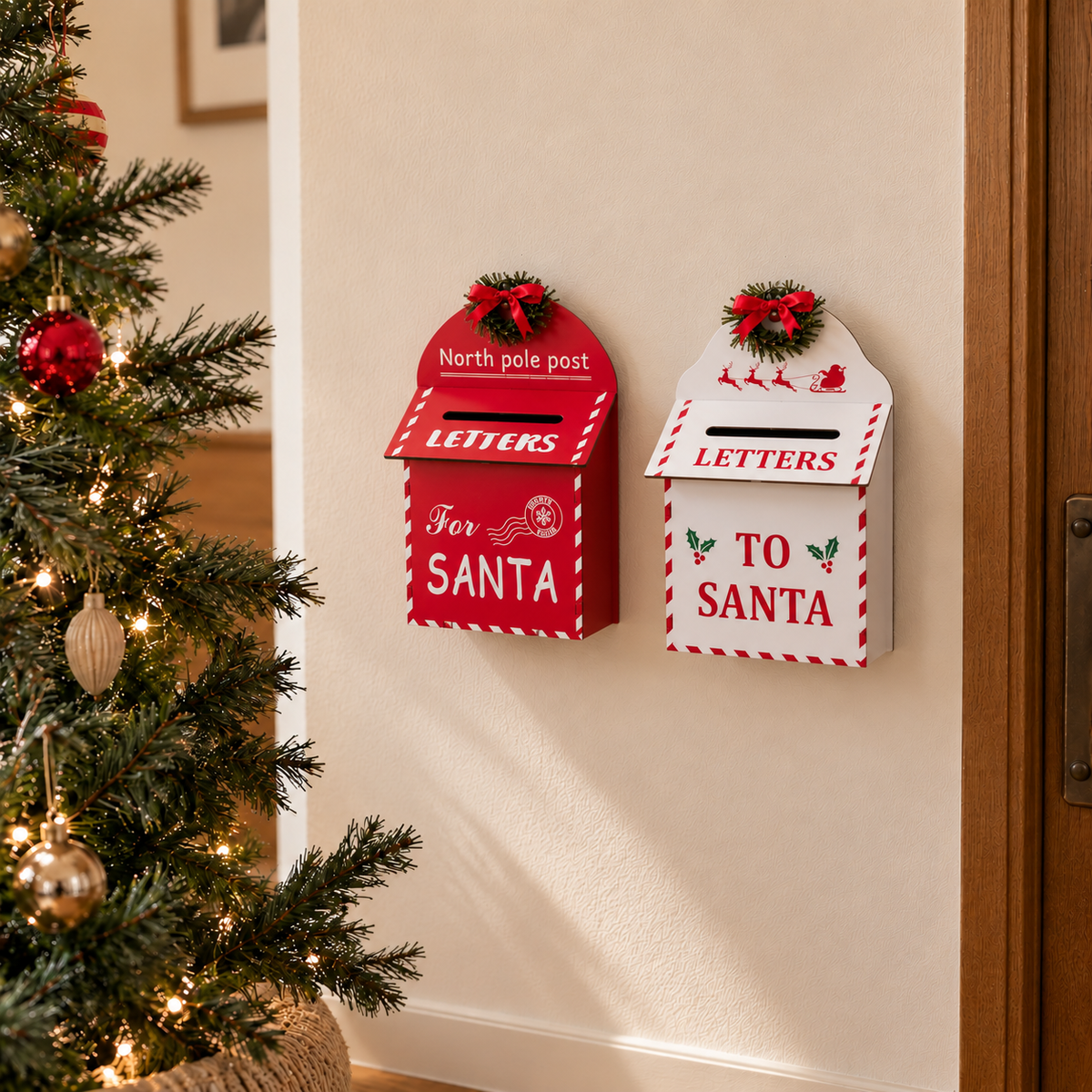Santa's Secret Wishes Christmas Mailbox - Set of 2
