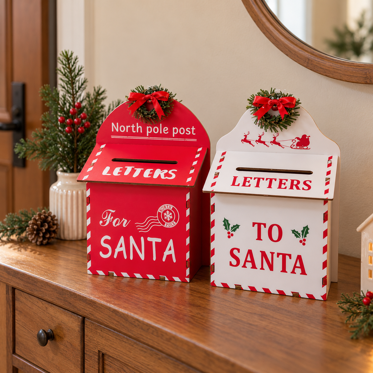 Santa's Secret Wishes Christmas Mailbox - Set of 2