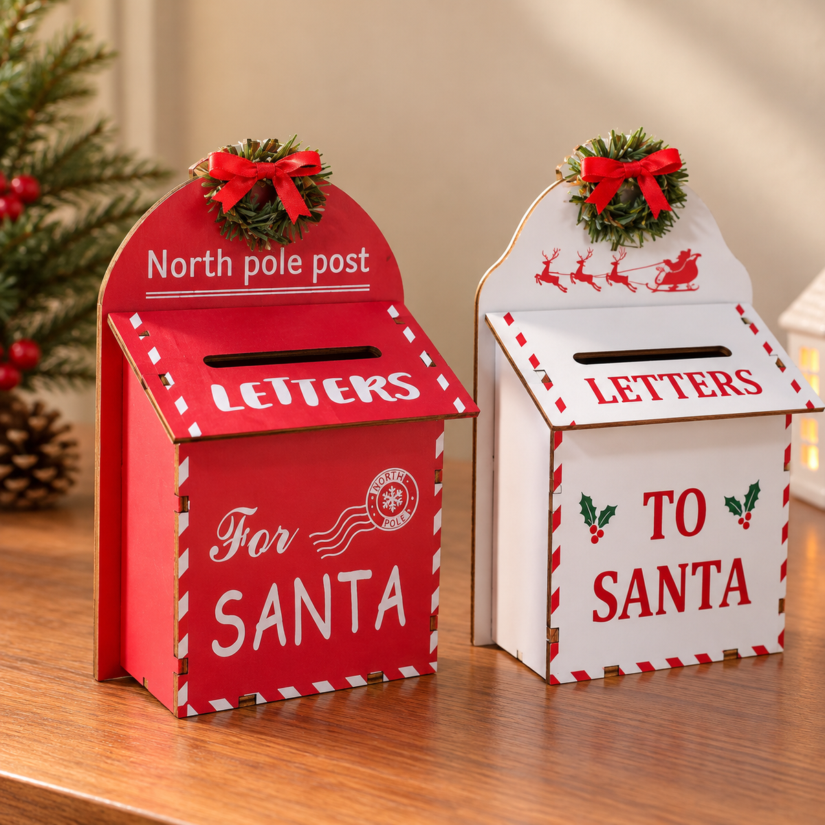 Santa's Secret Wishes Christmas Mailbox - Set of 2