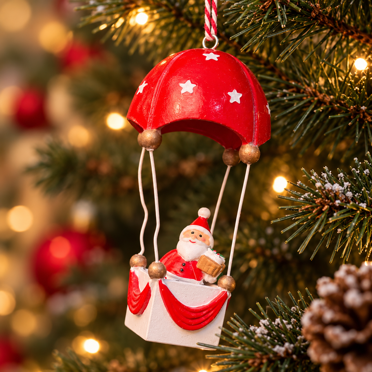 Santa in Hot Air Balloon Tree Ornament