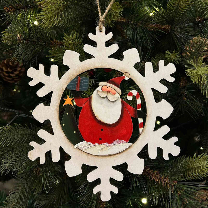 Babble Wrap Happy Santa in a Snowflake Ornament