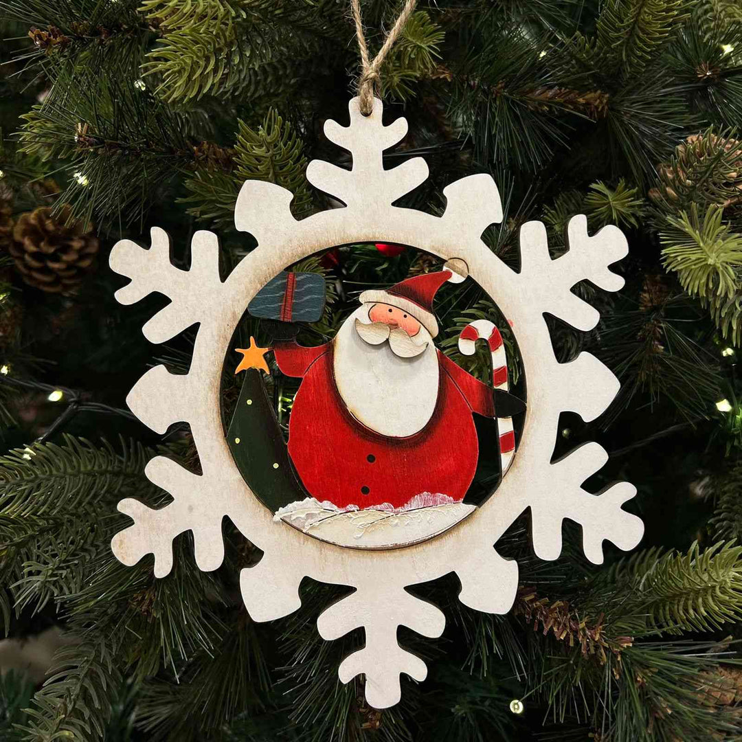 Babble Wrap Happy Santa in a Snowflake Ornament