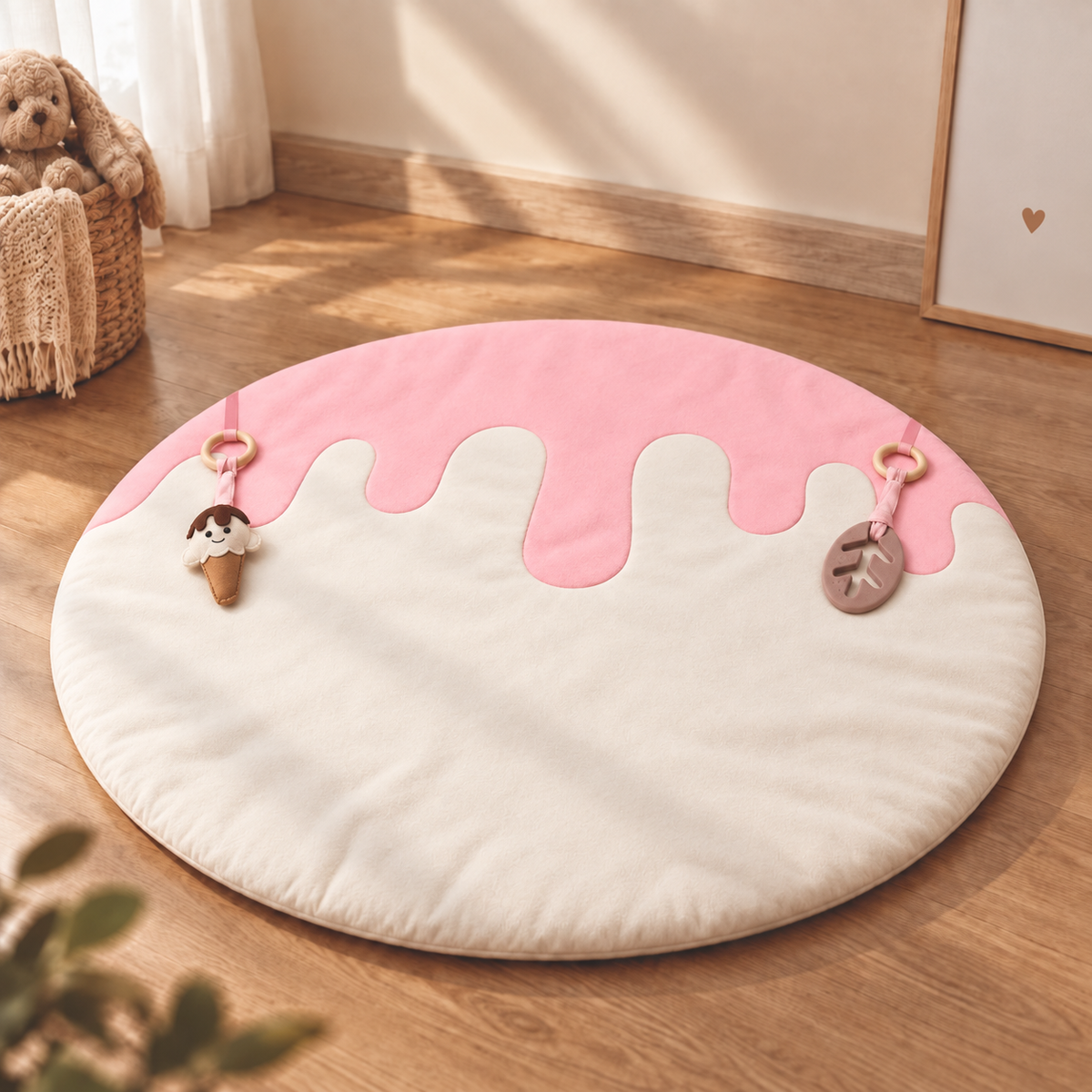 Scoops of Joy – Wooden Baby Play Gym With Play Mat