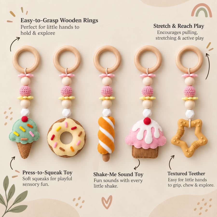 Scoops of Joy – Wooden Baby Play Gym With Play Mat