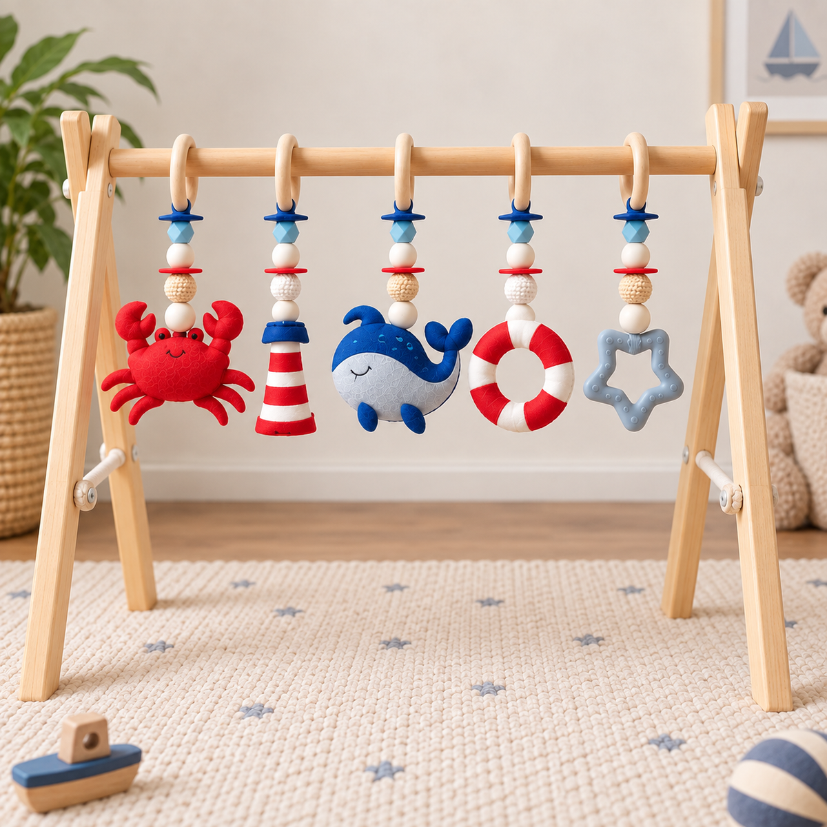 Seaside Smiles – Wooden Baby Play Gym