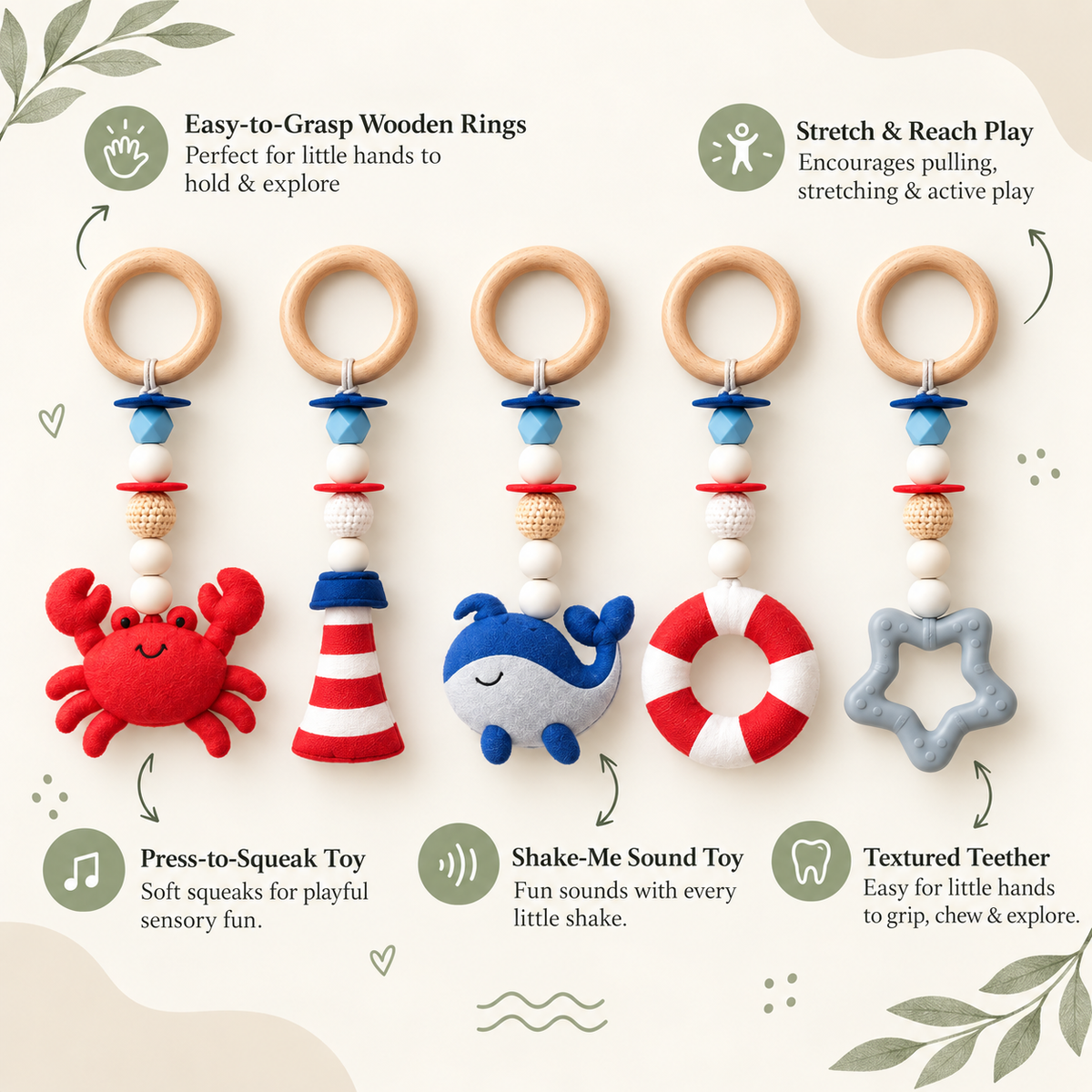 Seaside Smiles – Wooden Baby Play Gym