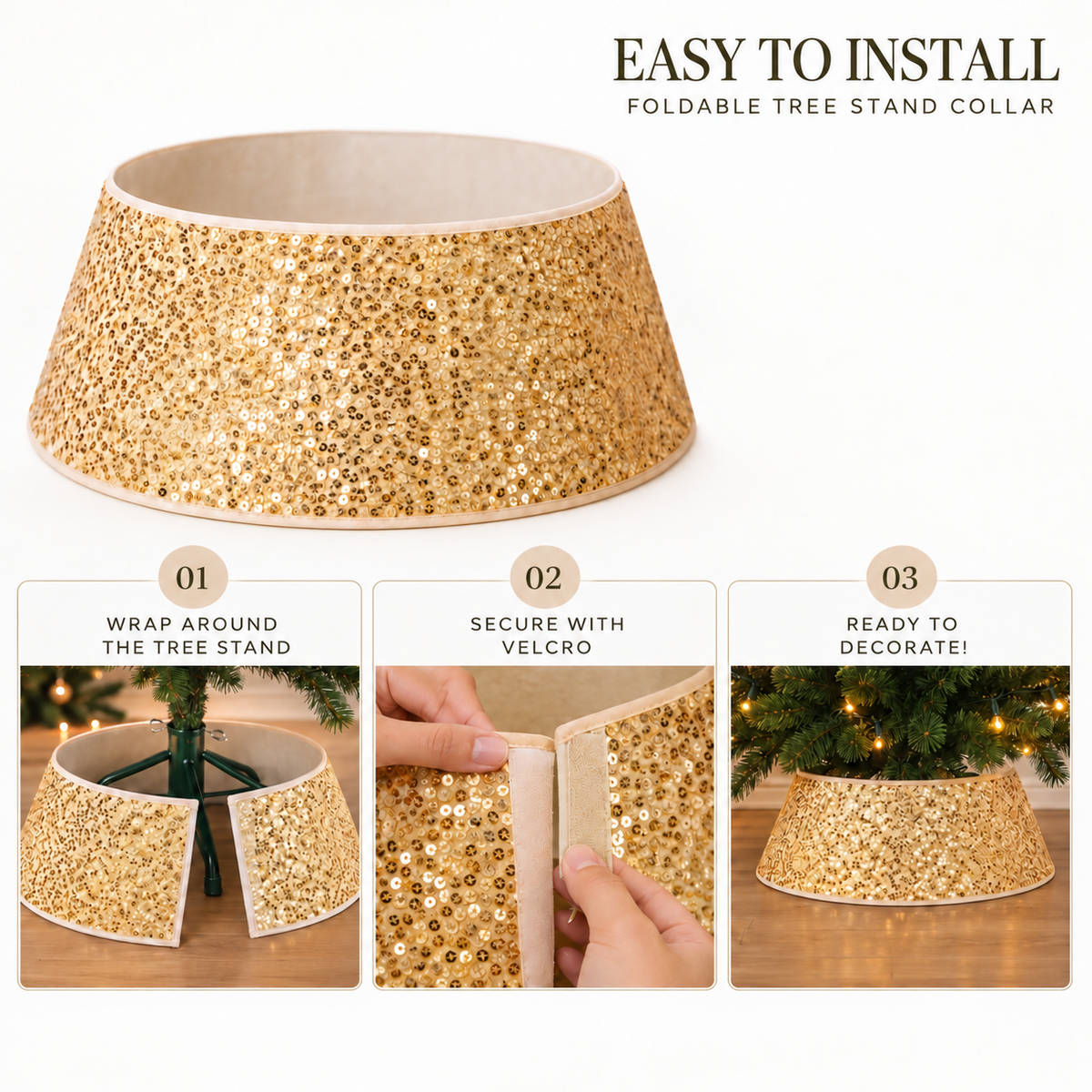 Sequins Tree Collar - Champagne Gold